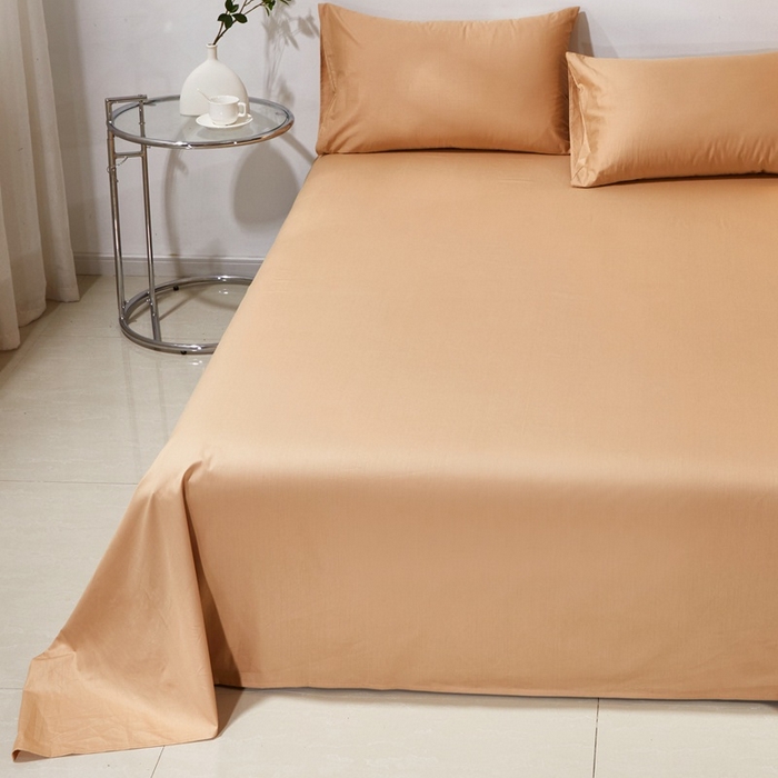 91家纺网 家纺一手货源 找家纺 晶缦家纺 2024新款喷气全棉13376纯棉斜纹纯色多规格四件套和单品-沐色系列 单床单 沐色-卡其