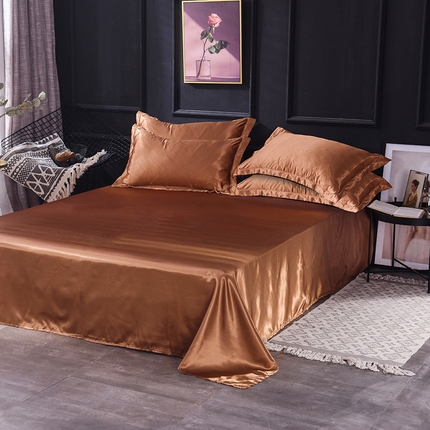91家纺网 家纺一手货源 找家纺 经年 2025新款特价款丝绸冰丝单品套件系列 单床单 咖啡