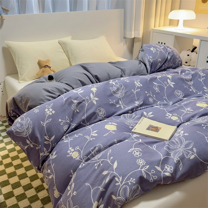 91家纺网 家纺一手货源 找家纺 尚帛 2024新款新疆棉磨毛印花单品被套 艾米尔-蓝