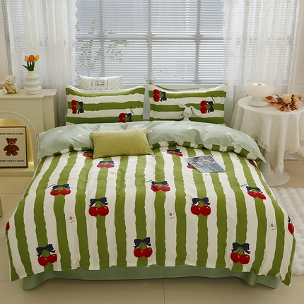 91家纺网 家纺一手货源 找家纺 （总）2024新款小清新ins风芦荟棉亲肤棉磨毛四件套植物羊绒直播