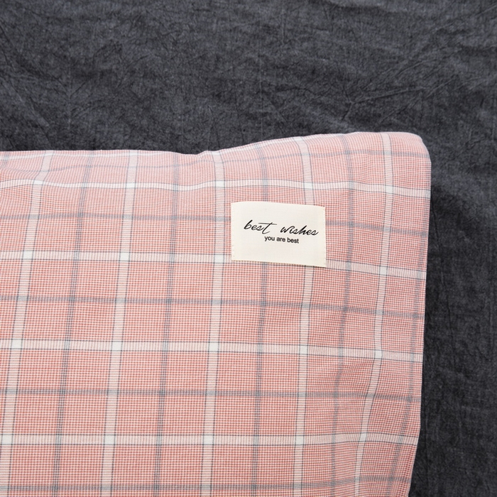 91家纺网 家纺一手货源 找家纺 大黄蜂家居家纺 2025新款日式纯棉水洗棉信封式枕套 千禧格粉