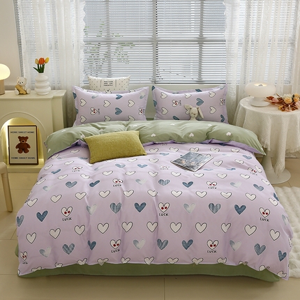 91家纺网 家纺一手货源 找家纺 （总）2024新款小清新ins风芦荟棉亲肤棉磨毛四件套植物羊绒直播