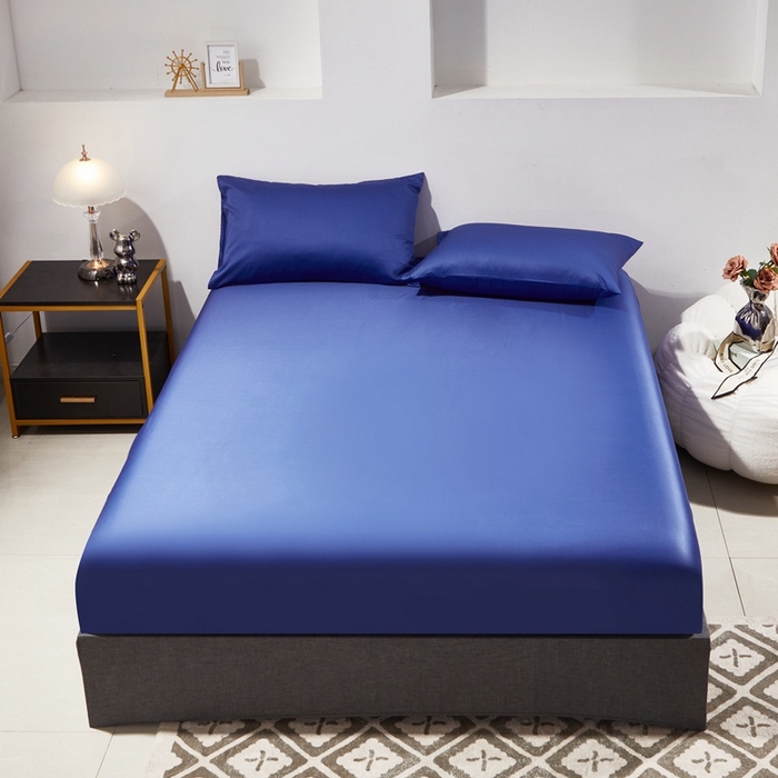 91家纺网 家纺一手货源 找家纺 （总）晶缦家纺 2025新款全棉60支贡缎长绒棉纯色多规格四件套和单品-琅夕系列 单床笠