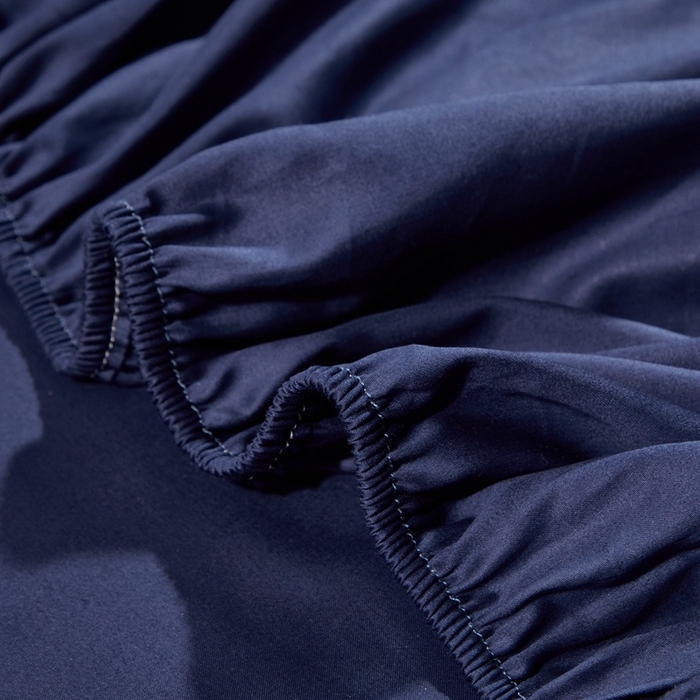 91家纺网 家纺一手货源 找家纺 晶缦家纺 2024新款全棉60支贡缎长绒棉纯色多规格四件套和单品-琅夕系列 单床笠 琅夕-丈青色