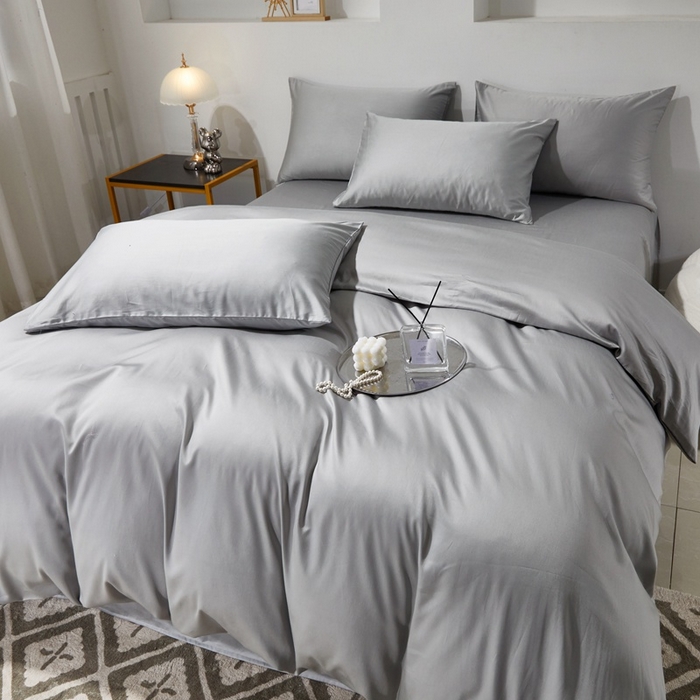 91家纺网 家纺一手货源 找家纺 （总）晶缦家纺 2025新款全棉60支贡缎长绒棉纯色多规格四件套和单品-琅夕系列 四件套