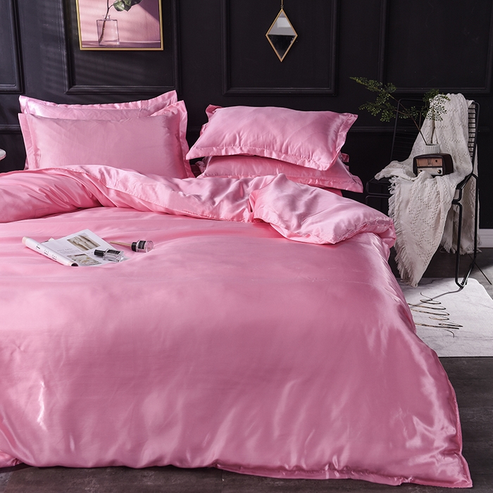 91家纺网 家纺一手货源 找家纺 经年 2025新款特价款丝绸冰丝单品套件系列 单被套 粉色