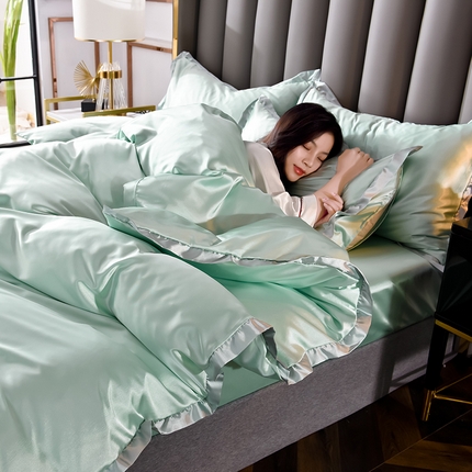 91家纺网 家纺一手货源 找家纺 （总）5经年 2025年奢华真丝手感水洗冰丝天丝单被套直播爆款 初见系列