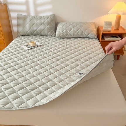 91家纺网 家纺一手货源 找家纺 曼陀罗 2025新款A类无染大豆纤维床护垫 A类无染-浅灰