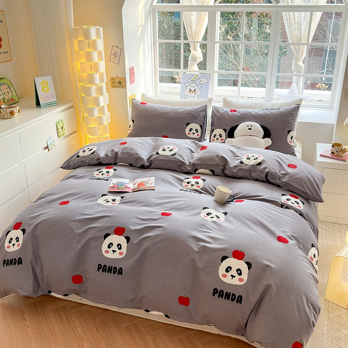 91家纺网 家纺一手货源 找家纺 怡家居 2024新品春款全棉印花四件套第一批花色-卡通类萌宝熊猫