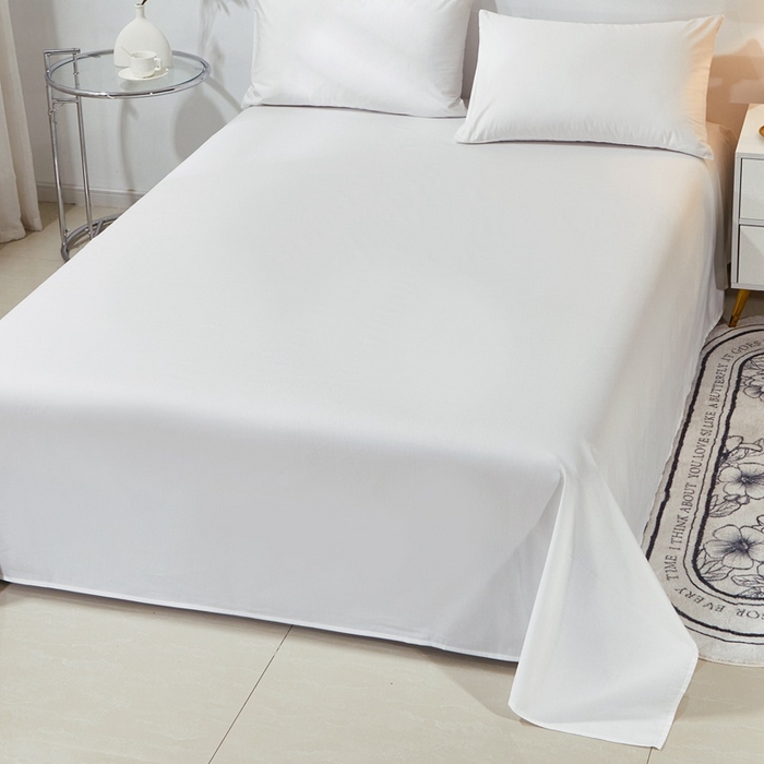 91家纺网 家纺一手货源 找家纺 晶缦家纺 2024新款喷气全棉13376纯棉斜纹纯色多规格四件套和单品-沐色系列 单床单 沐色-本白