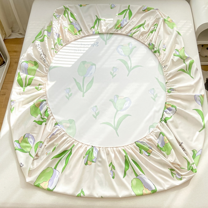 91家纺网 家纺一手货源 找家纺 久云居2024A类印花磨毛防水床笠 郁金香