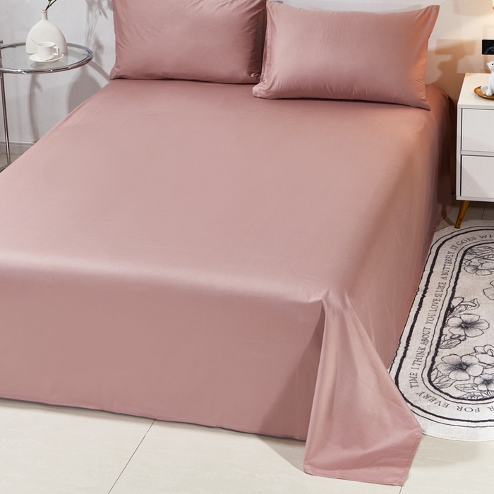 91家纺网 家纺一手货源 找家纺 晶缦家纺 2024新款喷气全棉13376纯棉斜纹纯色多规格四件套和单品-沐色系列 单床单 沐色-奶咖