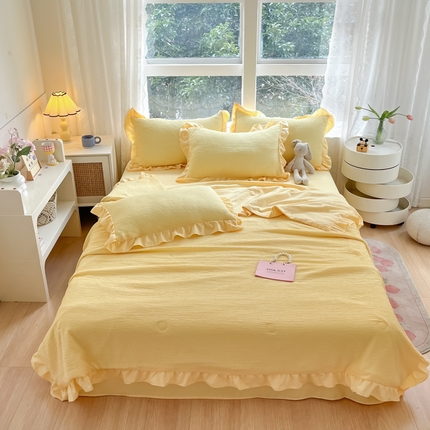 91家纺网 家纺一手货源 找家纺 （总）AB家纺 2024新款波浪泡泡纱夏被夏被四件套