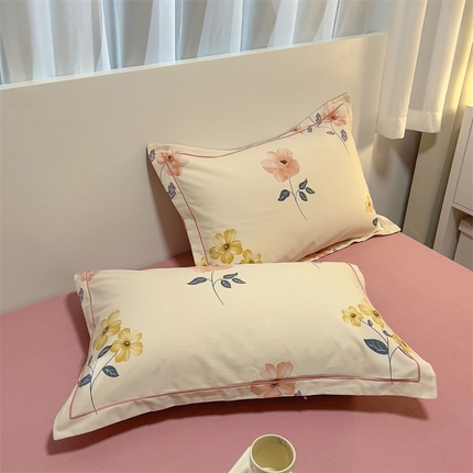 91家纺网 家纺一手货源 找家纺 尚帛 2024新款新疆棉磨毛印花单品枕套 春光-粉
