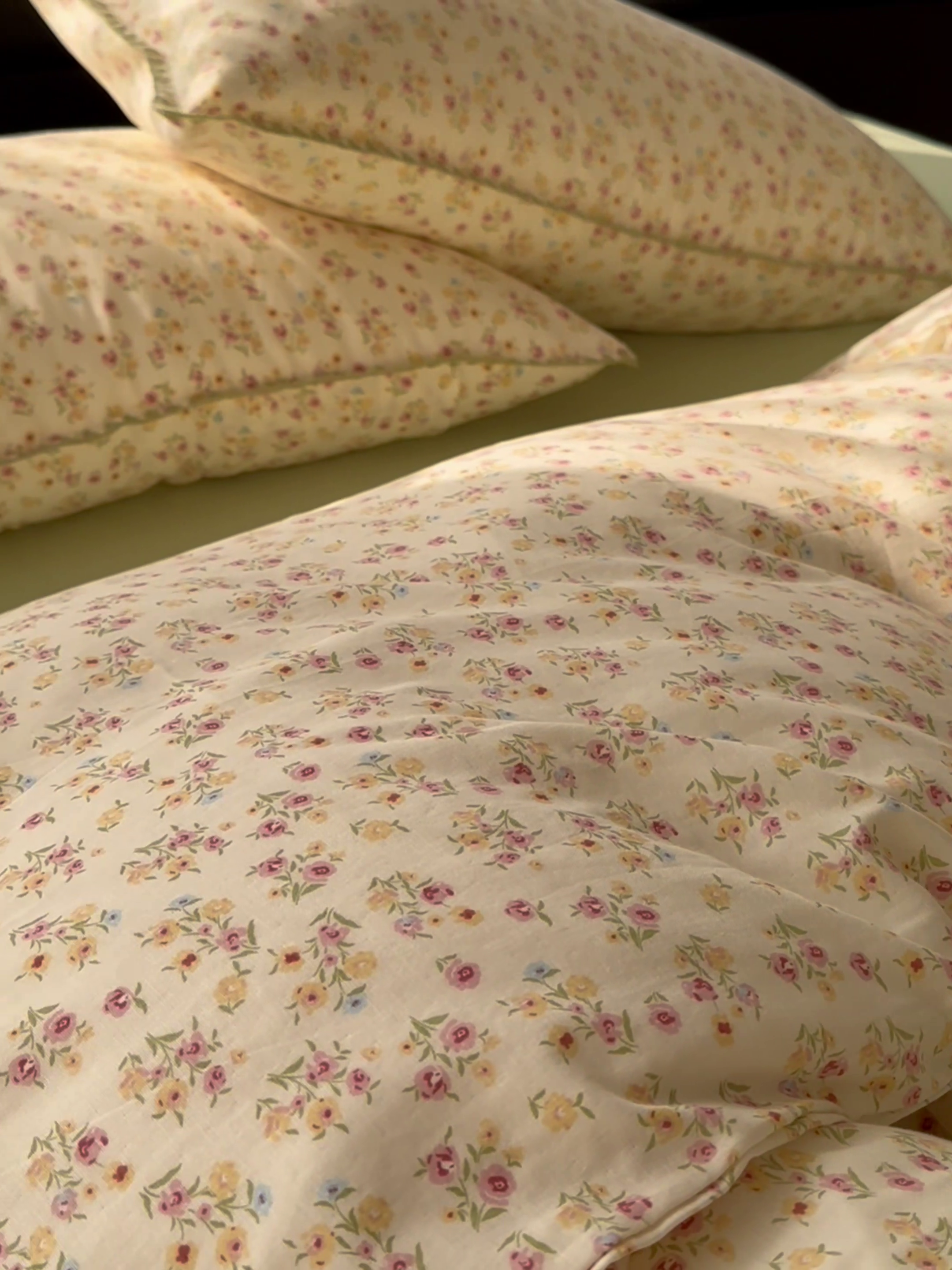 91家纺网 家纺一手货源 找家纺 洋铭区（原狠狠爱） 2024新款全棉双层纱四件套 小雅粉花