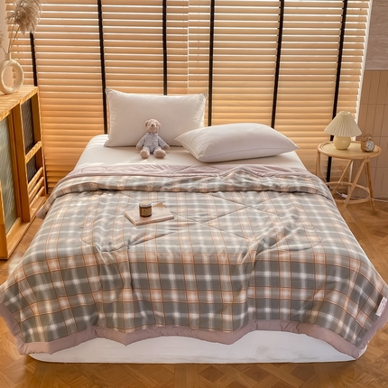 梦恬佳2024新款无印风水洗棉夏被-春野橘