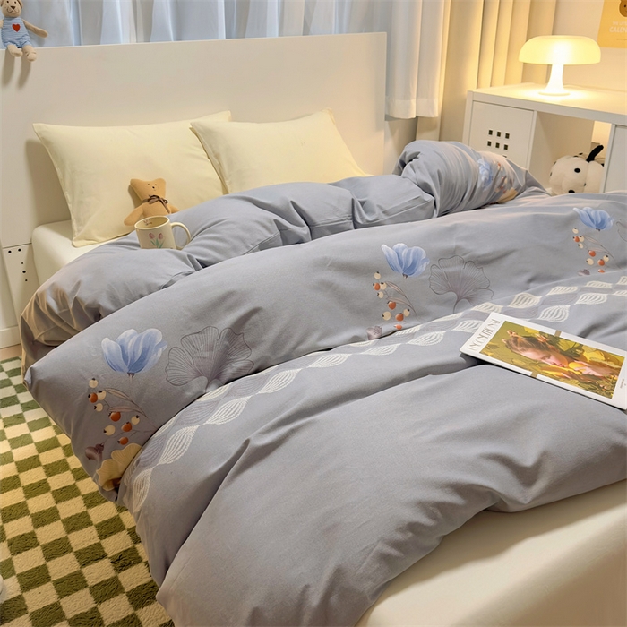 91家纺网 家纺一手货源 找家纺 尚帛 2024新款新疆棉磨毛印花单品被套 吉林苑-灰