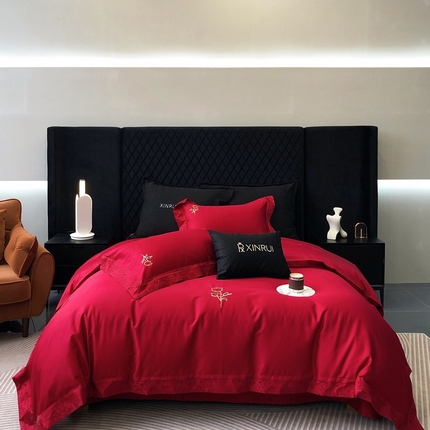 91家纺网 家纺一手货源 找家纺 （总）馨蕊 2024新款100支高精密刺绣四件套-法式玫瑰