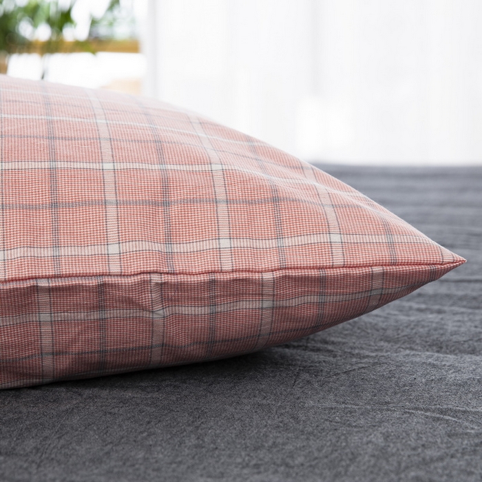 91家纺网 家纺一手货源 找家纺 大黄蜂家居家纺 2025新款日式纯棉水洗棉信封式枕套 千禧格粉