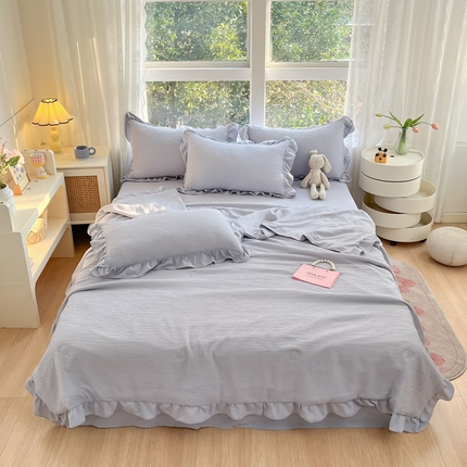 91家纺网 家纺一手货源 找家纺 （总）AB家纺 2024新款波浪泡泡纱夏被夏被四件套