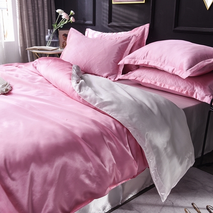 91家纺网 家纺一手货源 找家纺 经年 2025新款特价款丝绸冰丝单品套件系列 单被套 粉色白