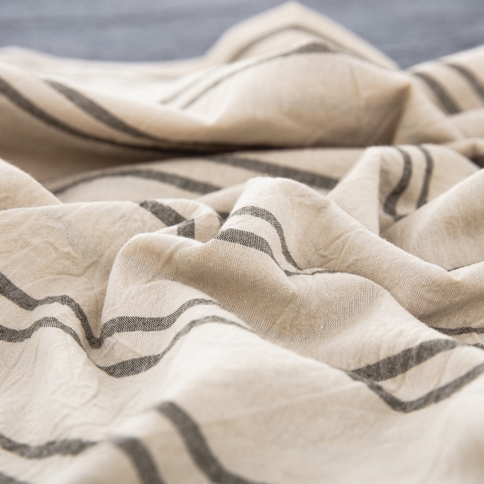 91家纺网 家纺一手货源 找家纺 大黄蜂家居家纺 2025新款日式纯棉水洗棉信封式枕套 复古绿条