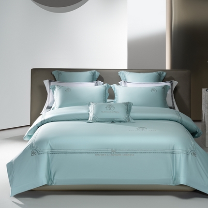 91家纺网 家纺一手货源 找家纺 高大尚2025春夏新品长绒棉高端绣花四件套-法尔曼 法尔曼 极光蓝