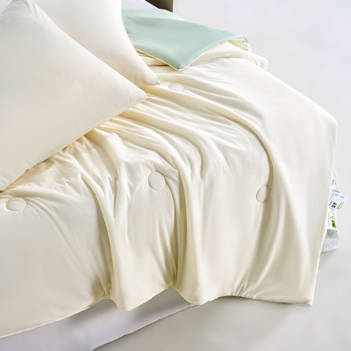 91家纺网 家纺一手货源 找家纺 梦恬佳2024新款A类冰淇凌凉感丝夏被 奶油杏