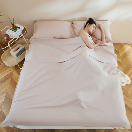 云栖家居 2024A类60支长绒棉酒店隔脏睡袋纯棉旅行睡袋一体式床单 浅卡其