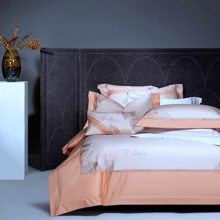 91家纺网 家纺一手货源 找家纺 高大尚2025春夏新品长绒棉高端绣花四件套-香榭丽 香榭丽-南瓜橘