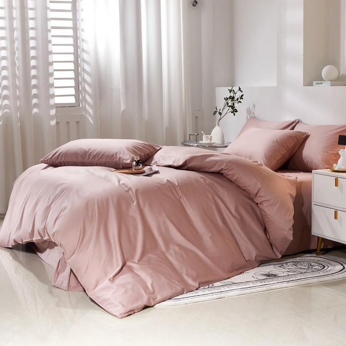 91家纺网 家纺一手货源 找家纺 晶缦家纺 2024新款喷气全棉13376纯棉斜纹纯色多规格四件套和单品-沐色系列 单被套 沐色-奶咖