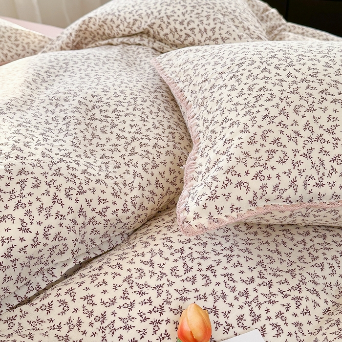 91家纺网 家纺一手货源 找家纺 洋铭区（原狠狠爱） 2024新款全棉双层纱四件套 小海棠