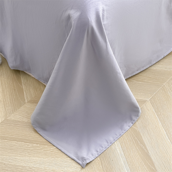 91家纺网 家纺一手货源 找家纺 古吉梦 2024新款水洗棉小清新印花格子系列四件套 G可可紫+浅紫