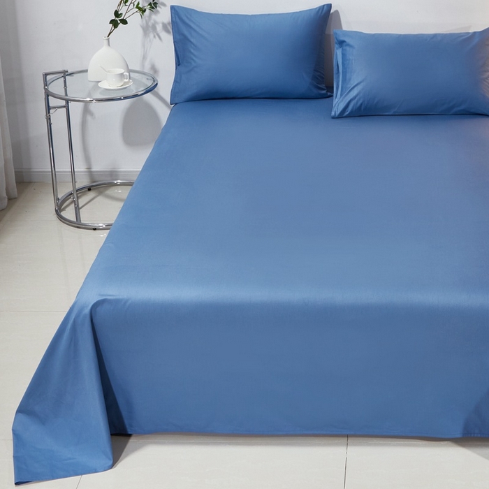 91家纺网 家纺一手货源 找家纺 晶缦家纺 2024新款喷气全棉13376纯棉斜纹纯色多规格四件套和单品-沐色系列 单床单 沐色-牛仔蓝