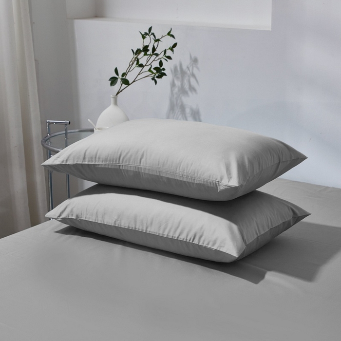 91家纺网 家纺一手货源 找家纺 晶缦家纺 2024新款喷气全棉13376纯棉斜纹纯色多规格四件套和单品-沐色系列 单枕套 沐色-典雅灰