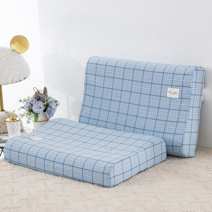 91家纺网 家纺一手货源 找家纺 大黄蜂家居家纺 2025新款全棉水洗棉乳胶枕头枕芯枕套 千禧格蓝