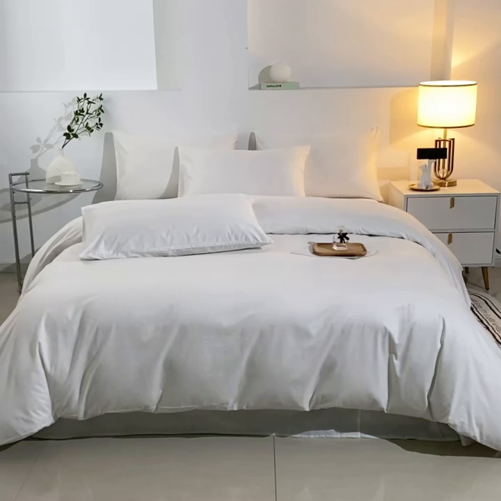 91家纺网 家纺一手货源 找家纺 （总）晶缦家纺 2025新款喷气全棉13376纯棉斜纹纯色多规格四件套和单品-沐色系列 单被套