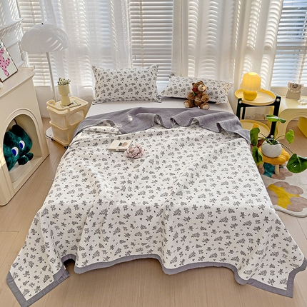 91家纺网 家纺一手货源 找家纺 胜权家纺 2024新款A类60支双面全棉高温水洗夹棉床盖三件套 紫荆花