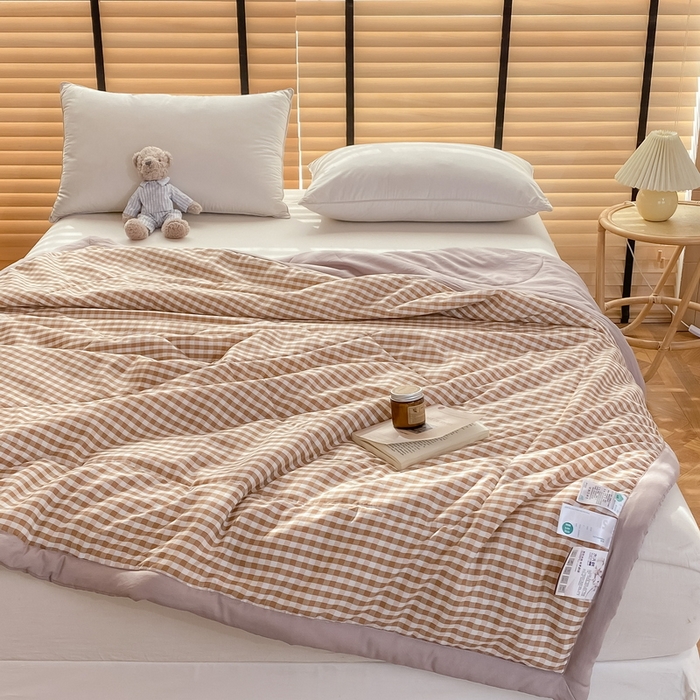 91家纺网 家纺一手货源 找家纺 梦恬佳2024新款无印风水洗棉夏被-米小格