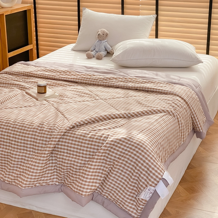 91家纺网 家纺一手货源 找家纺 梦恬佳2024新款无印风水洗棉夏被-米小格