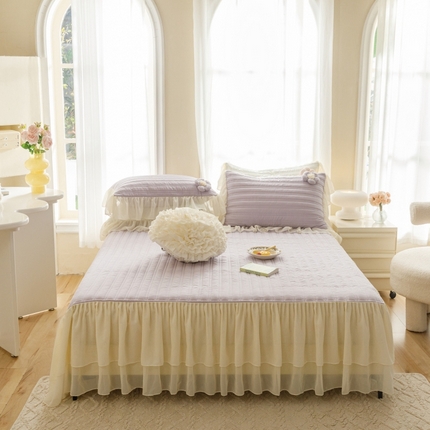 91家纺网 家纺一手货源 找家纺 （总）胜权家纺 2024新款A类水洗60支全棉工艺款夹棉床裙三件套