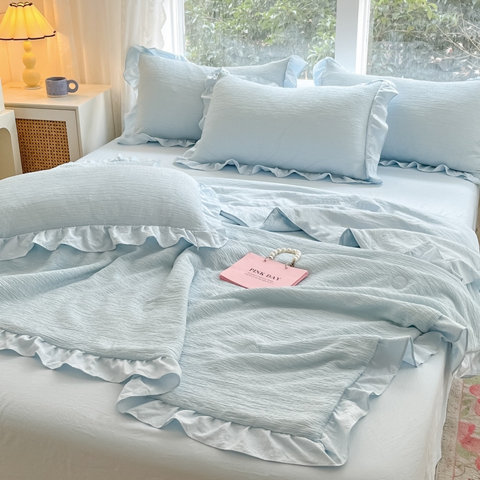 91家纺网 家纺一手货源 找家纺 （总）AB家纺 2024新款波浪泡泡纱夏被夏被四件套