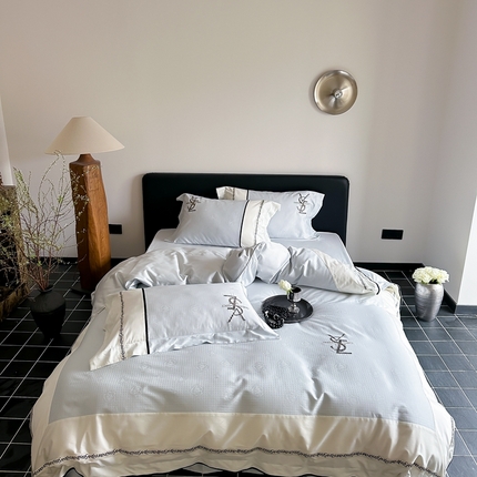 91家纺网 家纺一手货源 找家纺 馨蕊 2024新款100支高精密刺绣四件套-棉里奥 里奥-北卡蓝