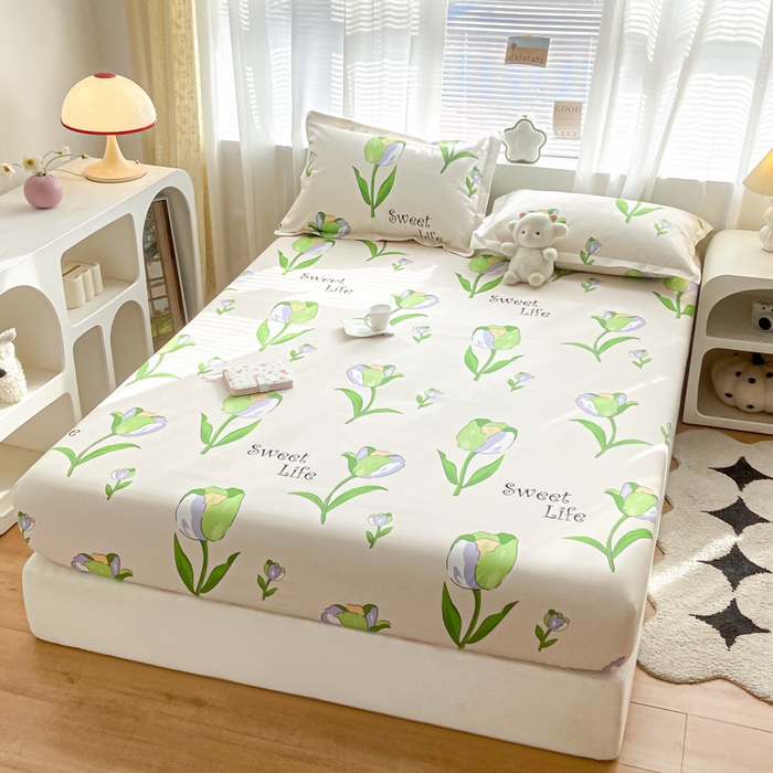 91家纺网 家纺一手货源 找家纺 久云居2024A类印花磨毛防水床笠 郁金香