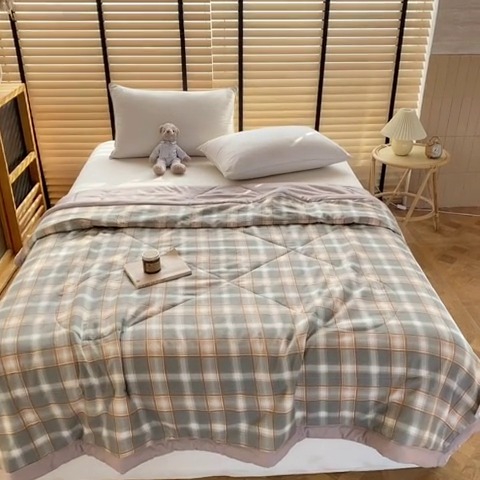 91家纺网 家纺一手货源 找家纺 梦恬佳2024新款无印风水洗棉夏被-春野橘