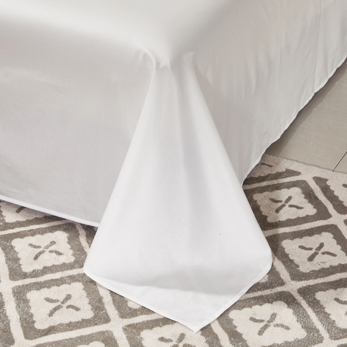 91家纺网 家纺一手货源 找家纺 晶缦家纺 2024新款全棉60支贡缎长绒棉纯色多规格四件套和单品-琅夕系列 单床单 琅夕-本白色