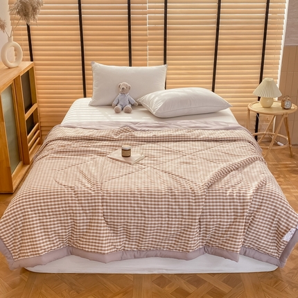 梦恬佳2024新款无印风水洗棉夏被-米小格