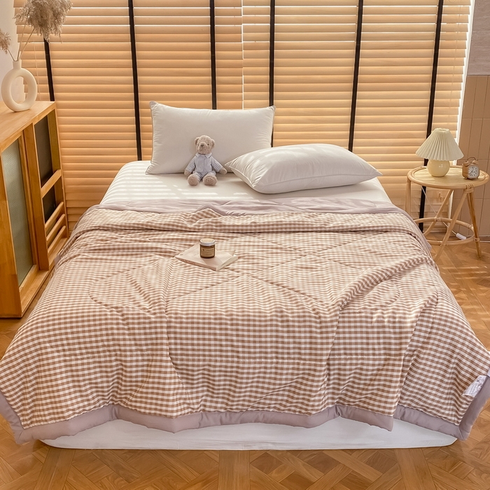 91家纺网 家纺一手货源 找家纺 梦恬佳2024新款无印风水洗棉夏被-米小格