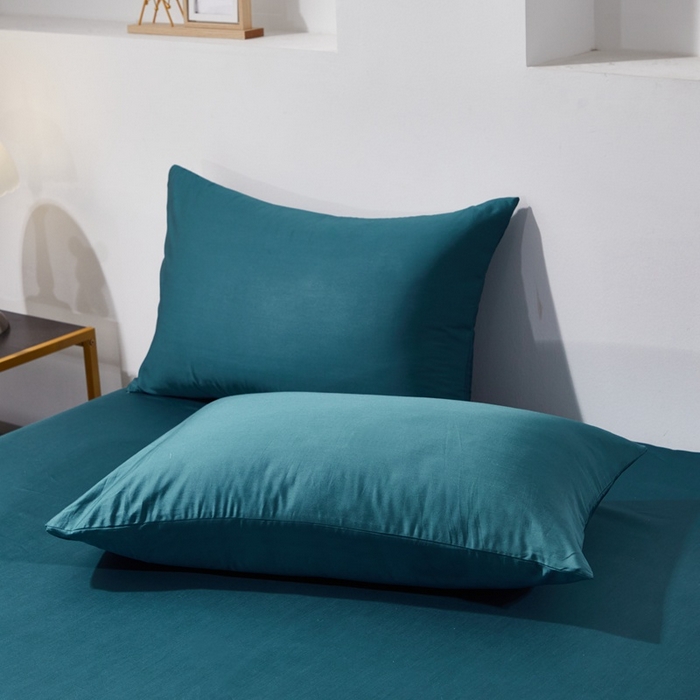 91家纺网 家纺一手货源 找家纺 晶缦家纺 2024新款全棉60支贡缎长绒棉纯色多规格四件套和单品-琅夕系列 单枕套 琅夕-猫眼绿