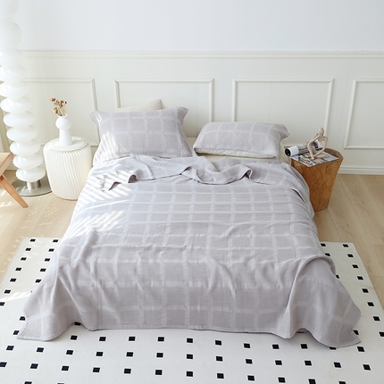 91家纺网 家纺一手货源 找家纺 （总）朴尔家纺 2024新款全棉质朴方格风立体华夫格透气纱布毛巾被